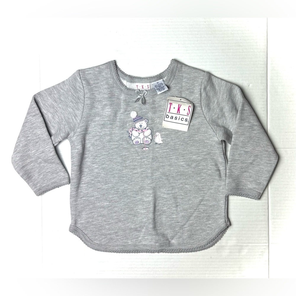 Vintage TKS Basics‎ Girls Toddler 3T Gray Embroidered Bear Winter Sears Snow